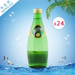 含氣天然礦泉水 Perrier檸檬巴黎水玻璃瓶330ml*24瓶整箱批發代理