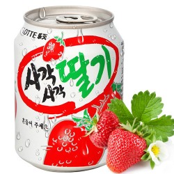 韓國原裝進口飲料樂天草莓果肉果汁飲料238ml 12聽/箱