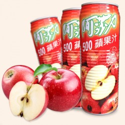 臺灣進口 阿莎力蘋果汁水蜜桃汁 兩種口味純正爽口 500ml*24聽/箱
